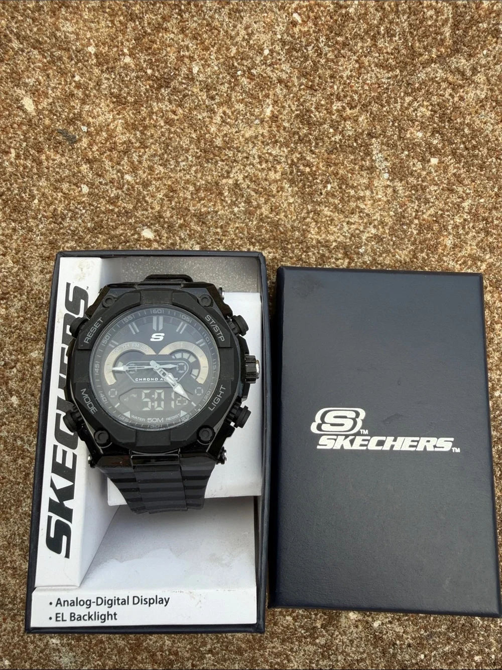Skechers Black and Silver Analog-Digital Men’s Sport Watch. NEW